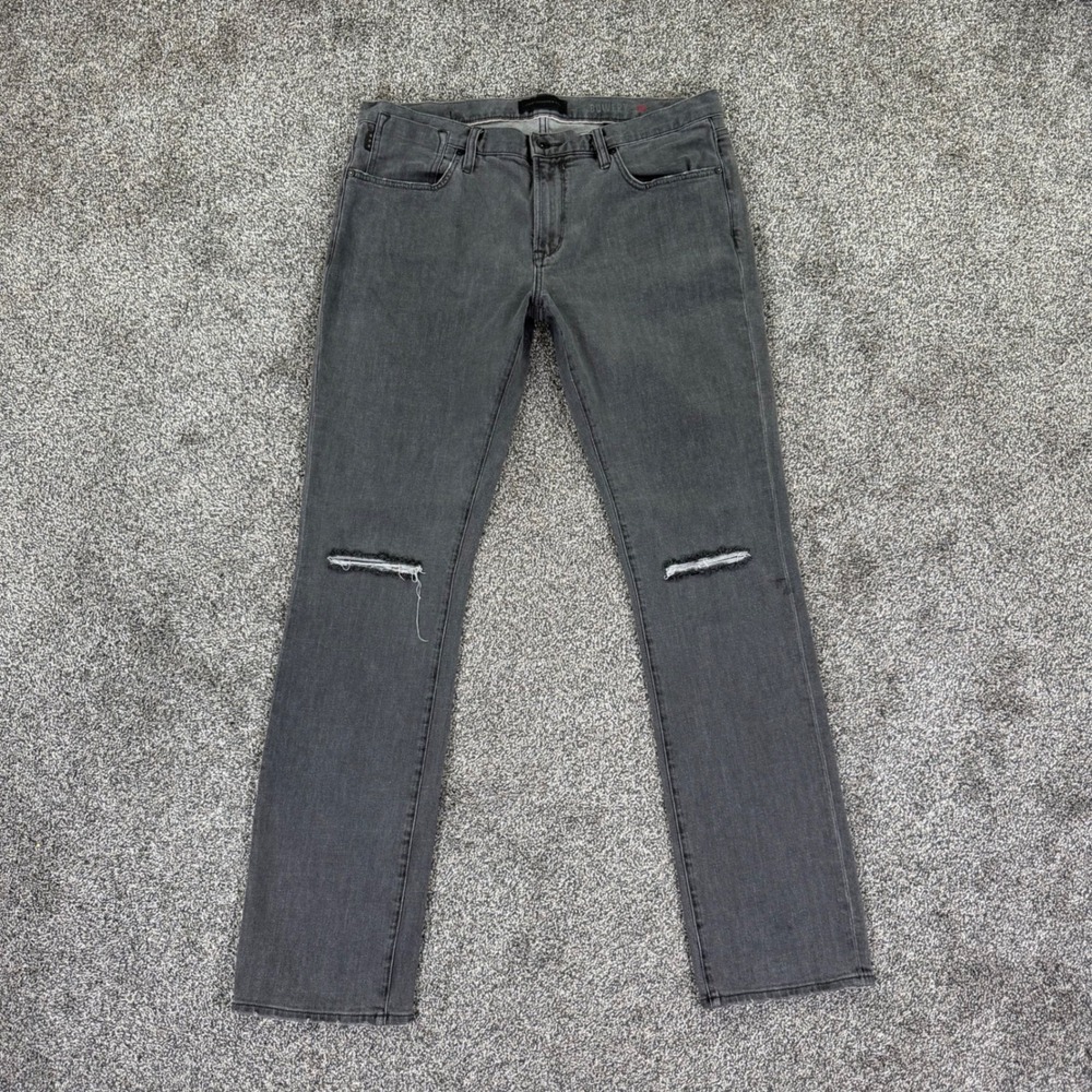 John Varvatos USA Bowery Grey Distressed Slim Straight Jeans Mens 36 Casual Work